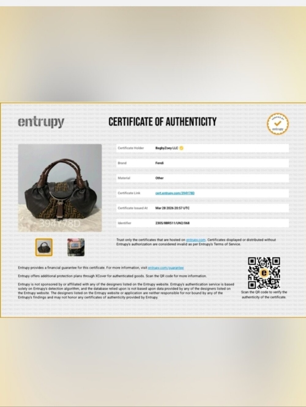 FENDI Nappa Nuvolata Vitello Tortuga Spy Bag - Picture 3 of 16